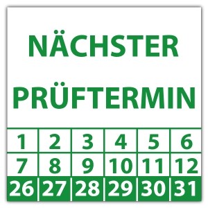 Prüfplakette Dokumentenfolie Nächster Prüftermin - Prüfplaketten Dokumentenfolie