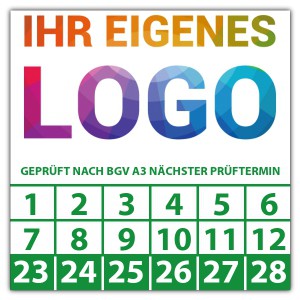 Prüfplakette Dokumentenfolie Geprüft nach BGV A3 nächster Prüftermin - Prüfplaketten Dokumentenfolie logo