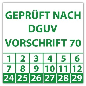 Prüfplakette Dokumentenfolie Geprüft nach DGUV Vorschrift 70 - Prüfplaketten DGUV