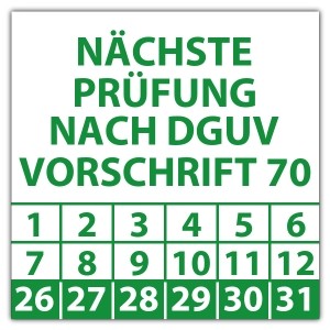 Prüfplakette Dokumentenfolie Nächste Prüfung nach DGUV vorschrift 70 - Prüfplaketten Dokumentenfolie