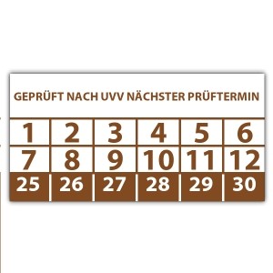 Prüfplakette Dokumentenfolie  Geprüft nach UVV nächster Prüftermin - Prüfplaketten Dokumentenfolie