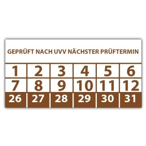Prüfplakette Dokumentenfolie  Geprüft nach UVV nächster Prüftermin - Prüfplaketten Dokumentenfolie