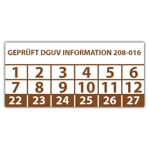 Prüfplakette Dokumentenfolie "Geprüft DGUV Information 208-016"