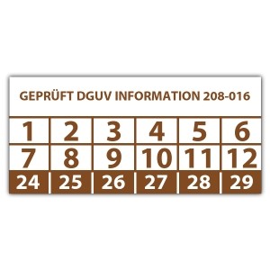 Prüfplakette Dokumentenfolie Geprüft DGUV Information 208-016 - DGUV aufkleber