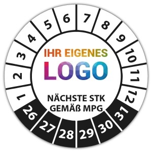 Prüfplakette Nächste STK gemäß MPG - Prüfplaketten auf Bogen logo