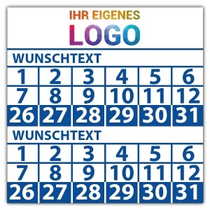 Prüfplakette doppeltes datum mit logo - Prüfplaketten doppeltes Datum