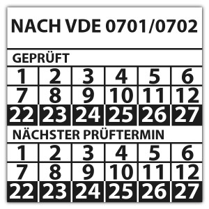 Prüfplakette doppeltes datum Nach VDE 0701 / 0702 - Prüfplaketten VDE / Elektro