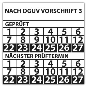Prüfplakette doppeltes datum Nach DGUV Vorschrift 3 - Prüfplaketten DGUV