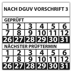 Prüfplakette doppeltes datum Nach DGUV Vorschrift 3 - Prüfplaketten doppeltes Datum