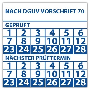Prüfplakette doppeltes datum Nach DGUV Vorschrift 70 - DGUV Vorschrift 70 - Prüfkennzeichnung
