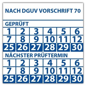 Prüfplakette doppeltes datum Nach DGUV Vorschrift 70 - DGUV Vorschrift 70 - Prüfkennzeichnung
