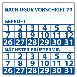 Prüfplakette doppeltes datum Nach DGUV Vorschrift 70 - Prüfplaketten doppeltes Datum