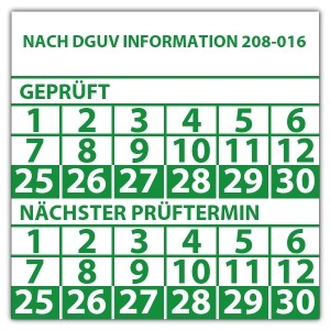 Prüfplakette doppeltes datum Nach DGUV Information 208-016 - Prüfplaketten DGUV