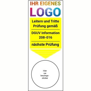 Leiter und tritte Prüfung gemäß DGUV 208-016 Grundplakette mit Logo - Grundplaketten