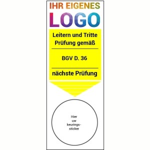 Leiter und tritte Prüfung gemäß BGV-36 Grundplakette mit Logo - Grundplaketten