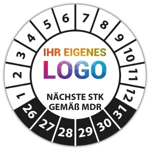 Prüfplakette Nächste STK gemäß MDR - Prüfplaketten auf Bogen logo
