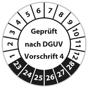Prüfplakette Geprüft nach DGUV Vorschrift 4 - DGUV Vorschrift 3 - Elektrische Betriebsmittel