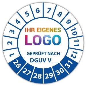 Prüfplakette Geprüft nach DGUV (eigene eingabe) - Prüfplaketten DGUV logo