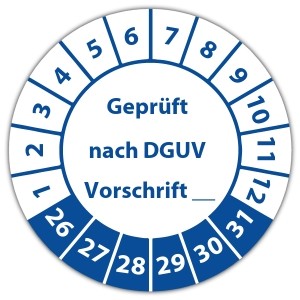 Prüfplakette Geprüft nach DGUV (eigene eingabe) - Prüfplaketten DGUV