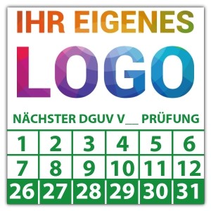 Prüfplakette Nächster DGUV Prüfung (eigene eingabe) - Prüfplaketten DGUV logo