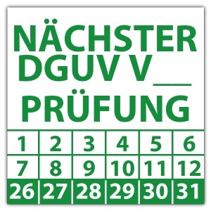 Prüfplakette Nächster DGUV Prüfung (eigene eingabe) - Prüfplaketten DGUV