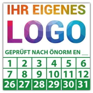 Prüfplakette Geprüft nach ÖNORM EN (eigene eingabe) logo