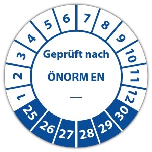 Prüfplakette Geprüft nach ÖNORM EN (eigene eingabe)
