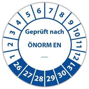 Prüfplakette Geprüft nach ÖNORM EN (eigene eingabe)