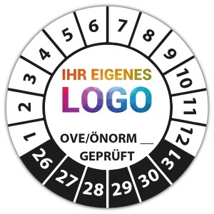 Prüfplakette Geprüft nach OVE/ÖNORM (eigene eingabe) logo