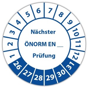 Prüfplakette Nächster ÖNORM EN Prüfung (eigene eingabe)