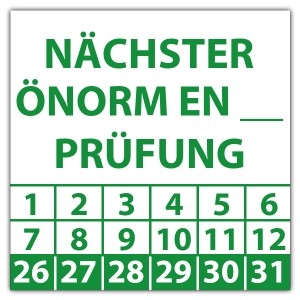 Prüfplakette Nächster ÖNORM EN Prüfung (eigene eingabe)