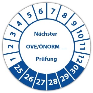 Prüfplakette Nächster OVE/ÖNORM Prüfung (eigene eingabe)