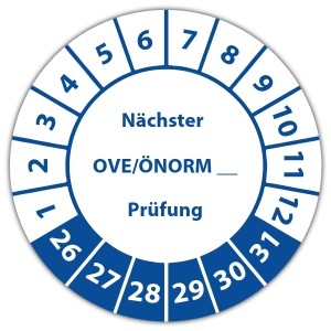 Prüfplakette Nächster OVE/ÖNORM Prüfung (eigene eingabe)