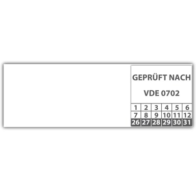 Kabelprüfplakette Geprüft nach VDE 0702 - Kabelprüfplaketten