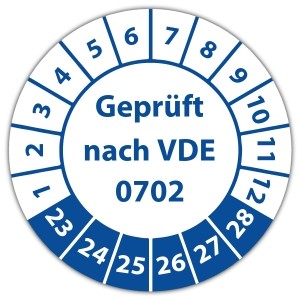 Prüfplakette Geprüft nach VDE 0702 - Prüfplaketten auf Bogen
