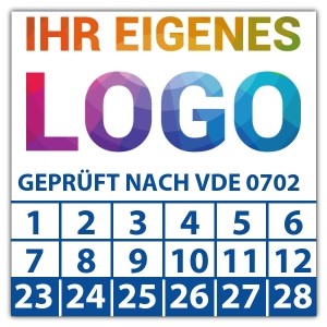 Prüfplakette Geprüft nach VDE 0702 - Prüfplaketten Quadrat logo