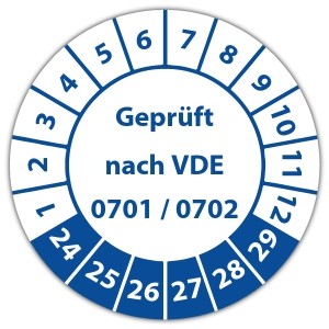 Prüfplakette Geprüft nach VDE 0701-0702 - Prüfplaketten VDE / Elektro