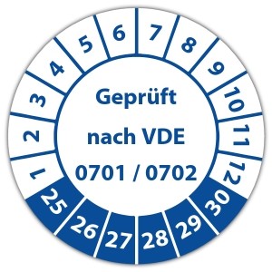 Prüfplakette "Geprüft nach VDE 0701-0702"