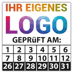 Prüfplakette Geprüft am: - Prüfplaketten Quadrat logo
