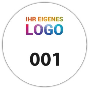 Nummerierte Aufkleber mit Logo - Runde